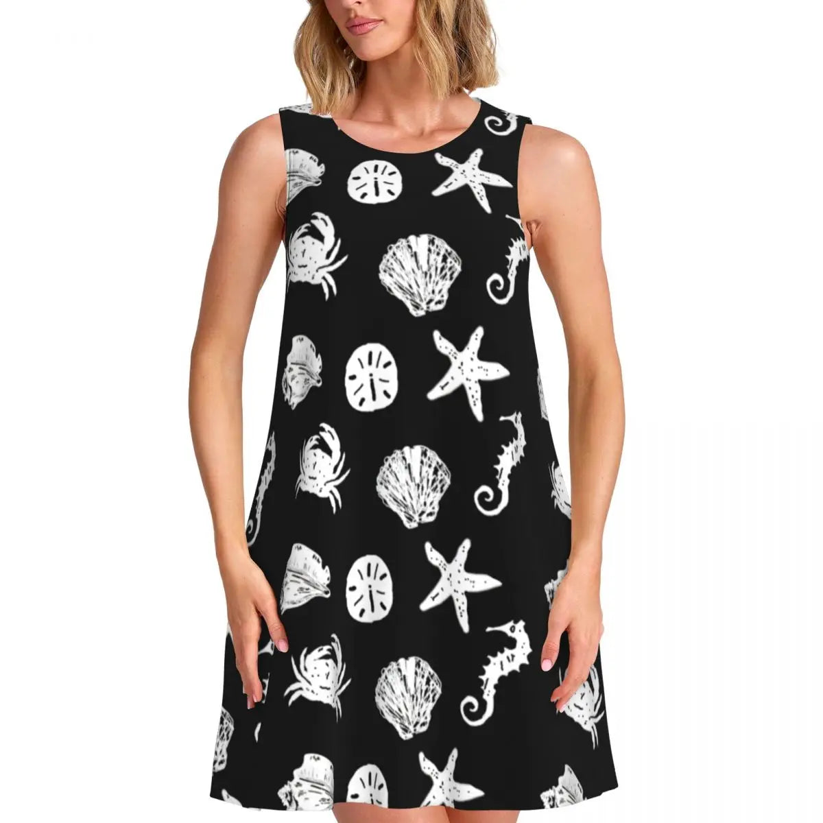 Beach Maldives Casual Dress Sea Landscape Print Pretty Dresses Woman Summer Street Style Printed Oversize Tank Dress