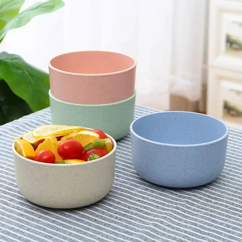 Household Cup, Plate, Single Pack Cereal Bowl, Fruit Fork, Gift Tableware, Rice Bowl, Eco - friendly Wheat Straw Plastic Bowl