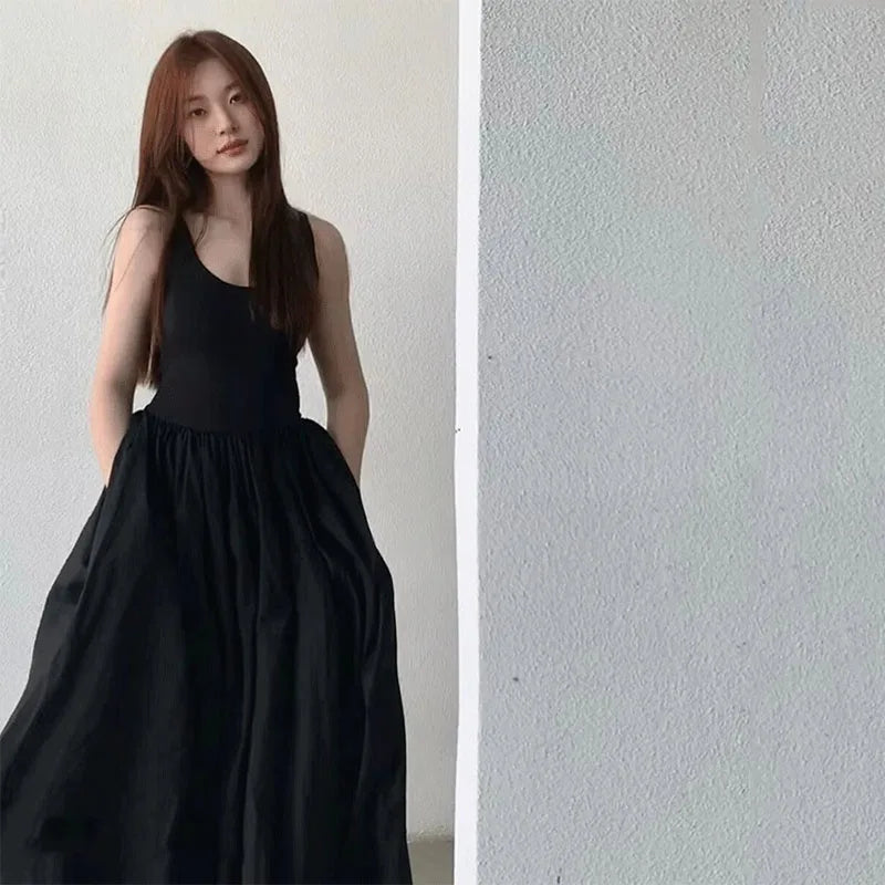 Black Strapless Long Dress Women Fashion Slim Sleeveless O-Neck High Waist Dresses Female 2026 Spring Summer new  Party Vestidos