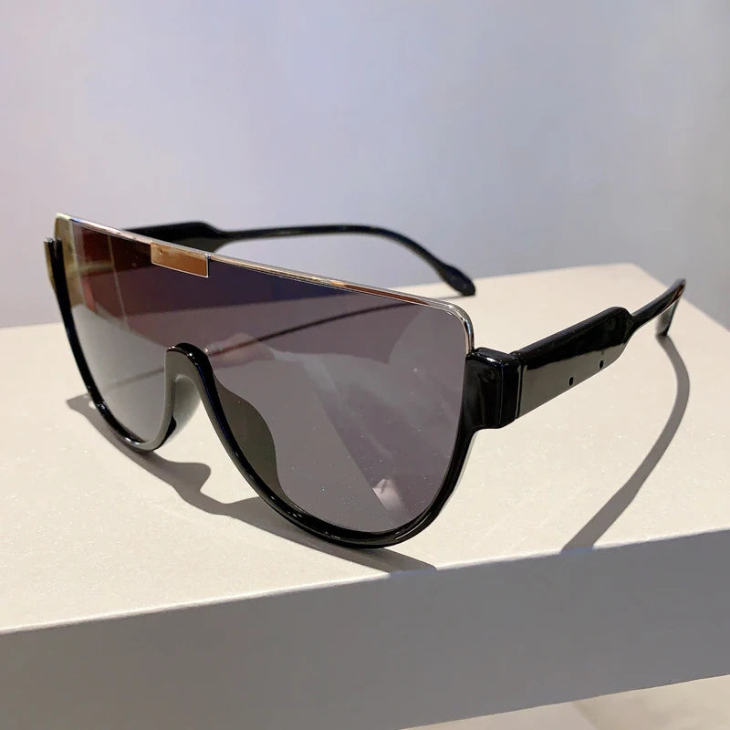 KAMMPT Vintage Semi-round Sun Glasses Women Fashion Monoblock Outdoor Goggle Shades Ins Trending 2024 New Design Sunglasses