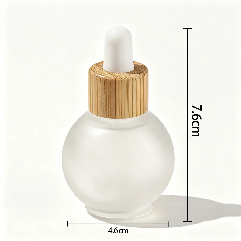 20/30ml Ball-Shape Dropper Glass Bottle Spherical Refill Metal Cap Essence Massage Oils Serum Aromatherapy Liquid for Pipette