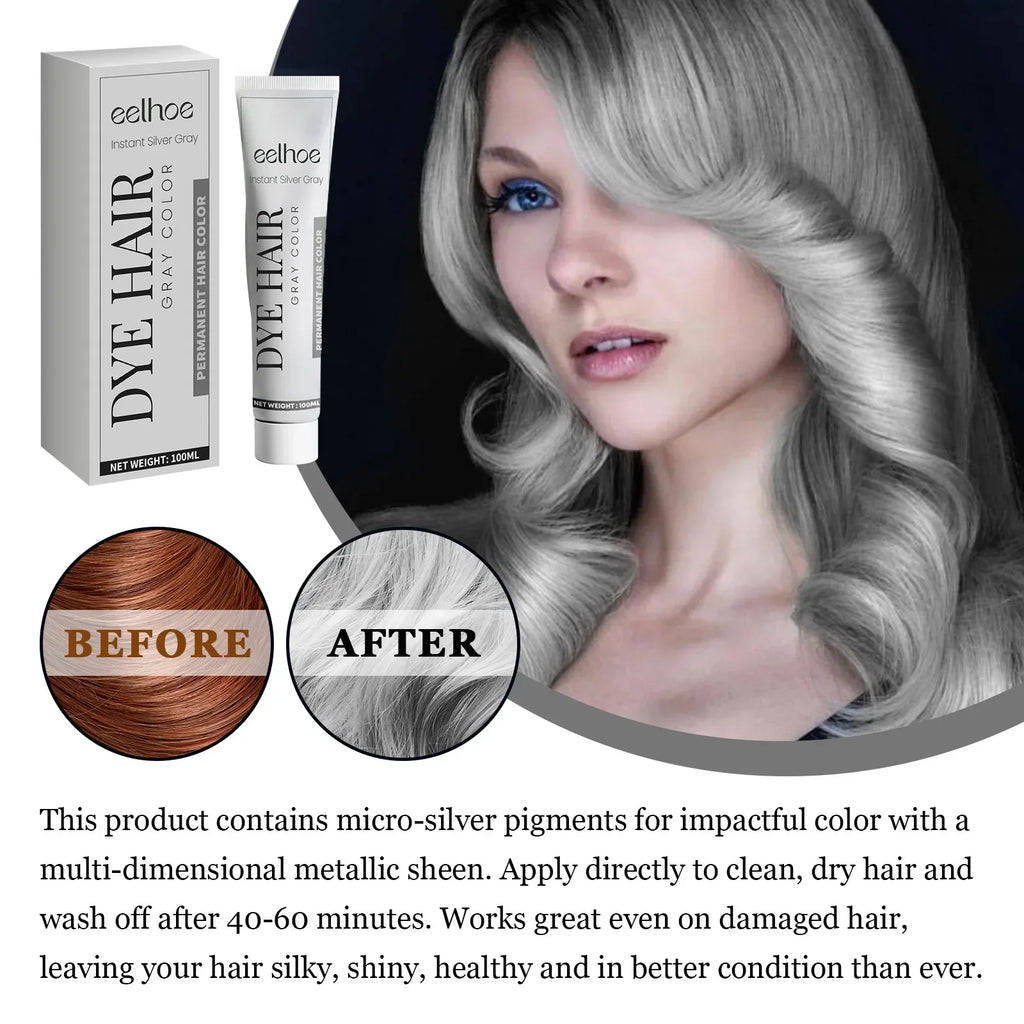 Grey Hair Dye Cream Unisex Smoky Punk Style DIY Styling No Damage Quick Coloring Long-lasting Professional Hairs Dyeing Creams