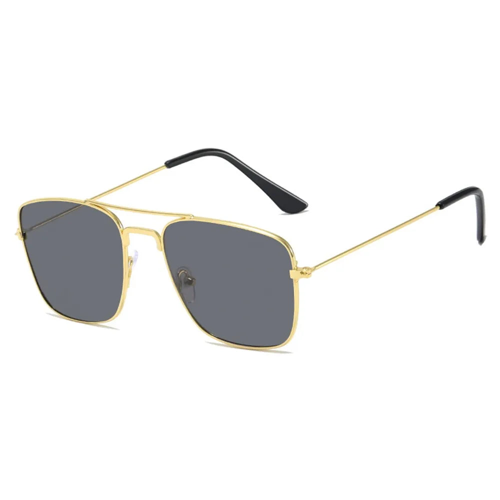 1 Pcs Trendy Metal Double Bridge Fishing Sunglasses Colored UV400 Ocean Lens Shades Square Metal Sunglasses for Men & Women
