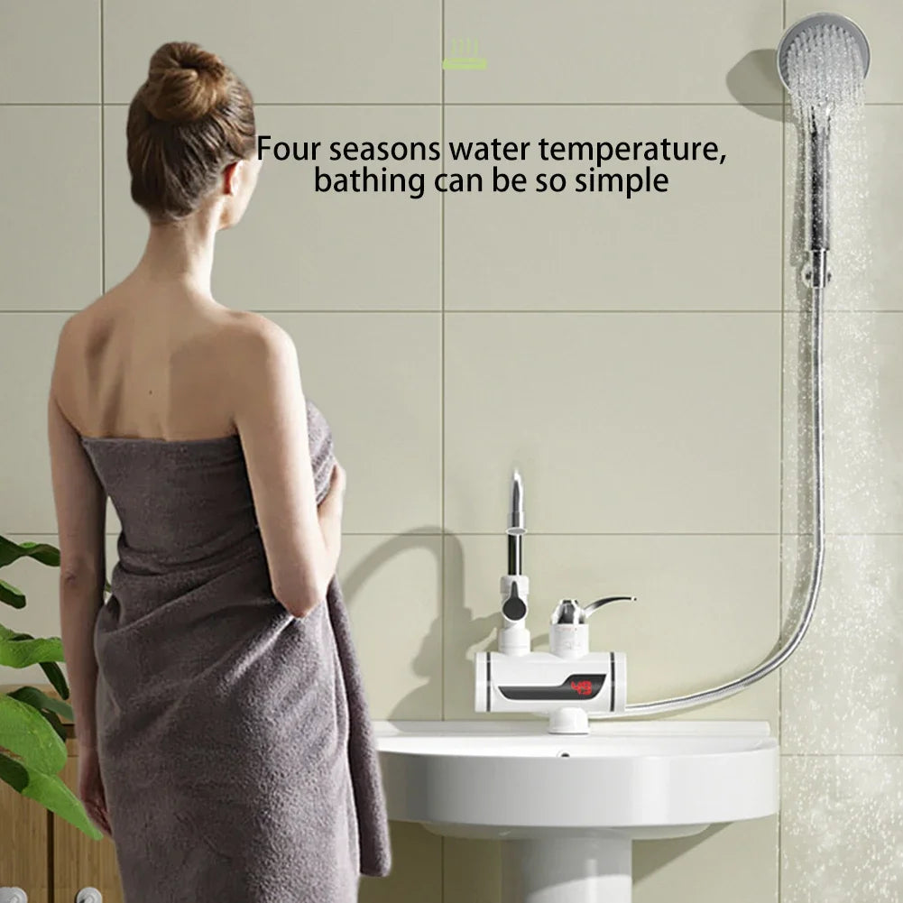 220V Electric Instant Hot Water Faucet 3000w Water Heater Fast Heating Tap with LED Temperature Display Water Heater Shower