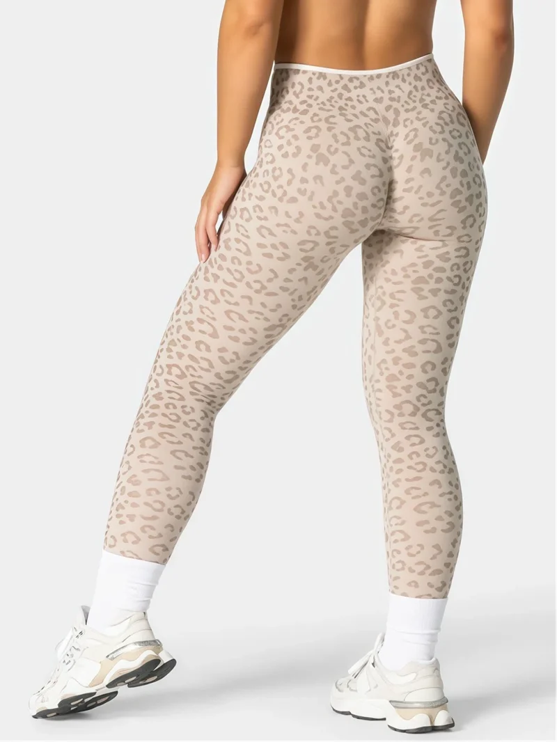 HISTELLO Seamless Sports Pants Leopard Print High Waist Scrunch Hip Shaping Elastic Tummy Fit Running Fitness Yoga Leggings