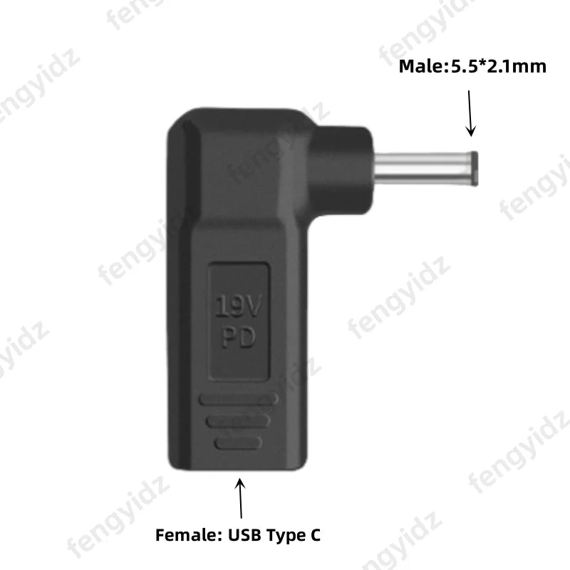 Laptop Power Adapter Connector Dc Plug USB Type C Female to Universal Male Jack Converter for Hp Dell Asus Acer Lenovo Notebook