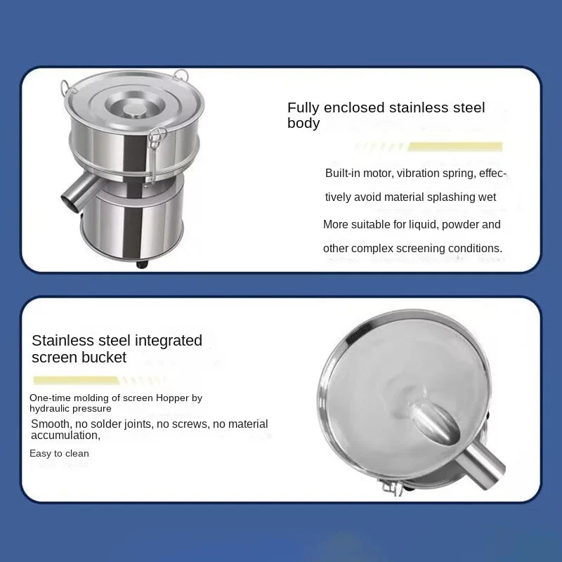 GrinderStainless Steel Vibrating Sieve Machine – Electric Powder Sifter for Flour, Herbs, Spray Paint, Lab/Home/Industrial Use