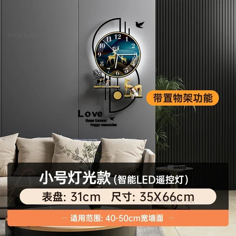 Light Luxury Wall Clocks Creative Home Decor Nordic Simple Living Room Home Wall Clock Luxury Designer Smart Models with Lights