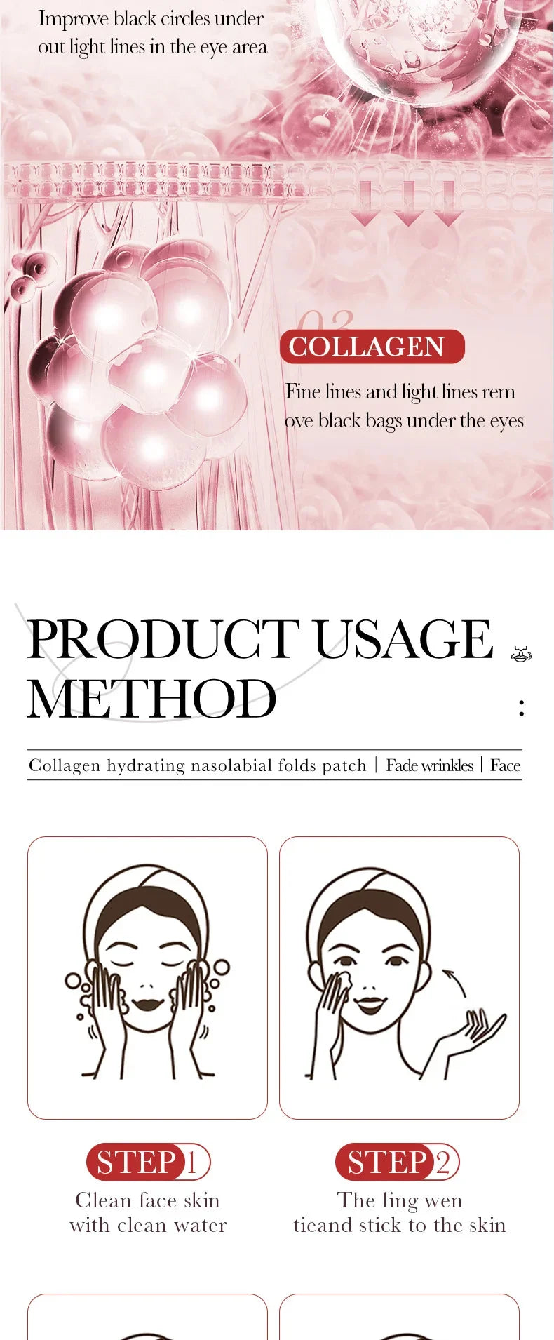 Firming Fine Lines Hydrocrystaline Patch Anti-Aging Sagging Facial Skin Deep Nourishing Facial Mask Korean Facial Care Product