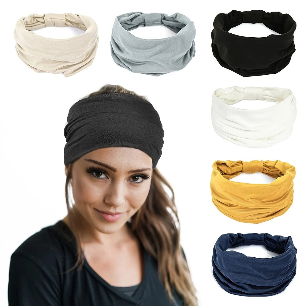 Wide Headbands For Women Non Slip Soft Elastic Hair Bands Yoga Running Sports Workout Gym Head Wraps Turbans Bandana