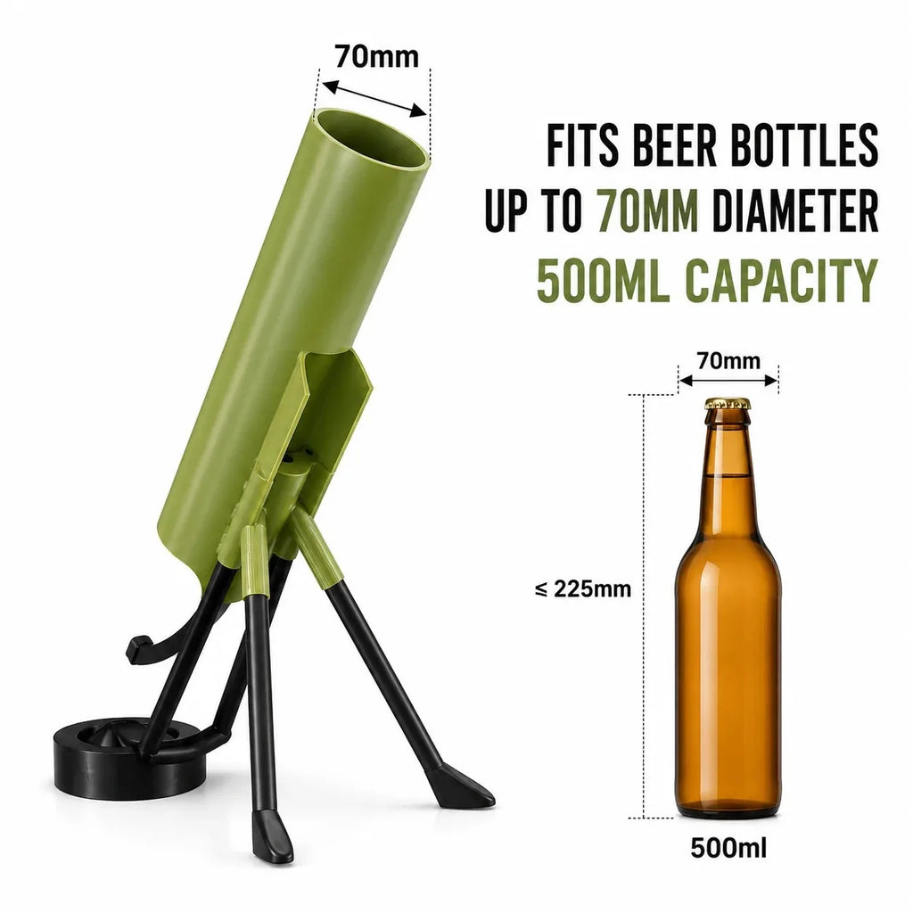 Beer Bottle Mortar Bottle Opener, 33/51mm Mortar Beer Bottle Opener Heavy-Duty Tactical Cap Launcher Hands-Free Push Down Opener