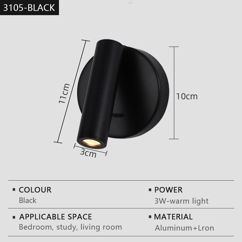 Modern LED Wall Lights Rotatable Adjustable Reading Lights Bedroom Bedside Living Room Study Room Household Lighting Fixtures