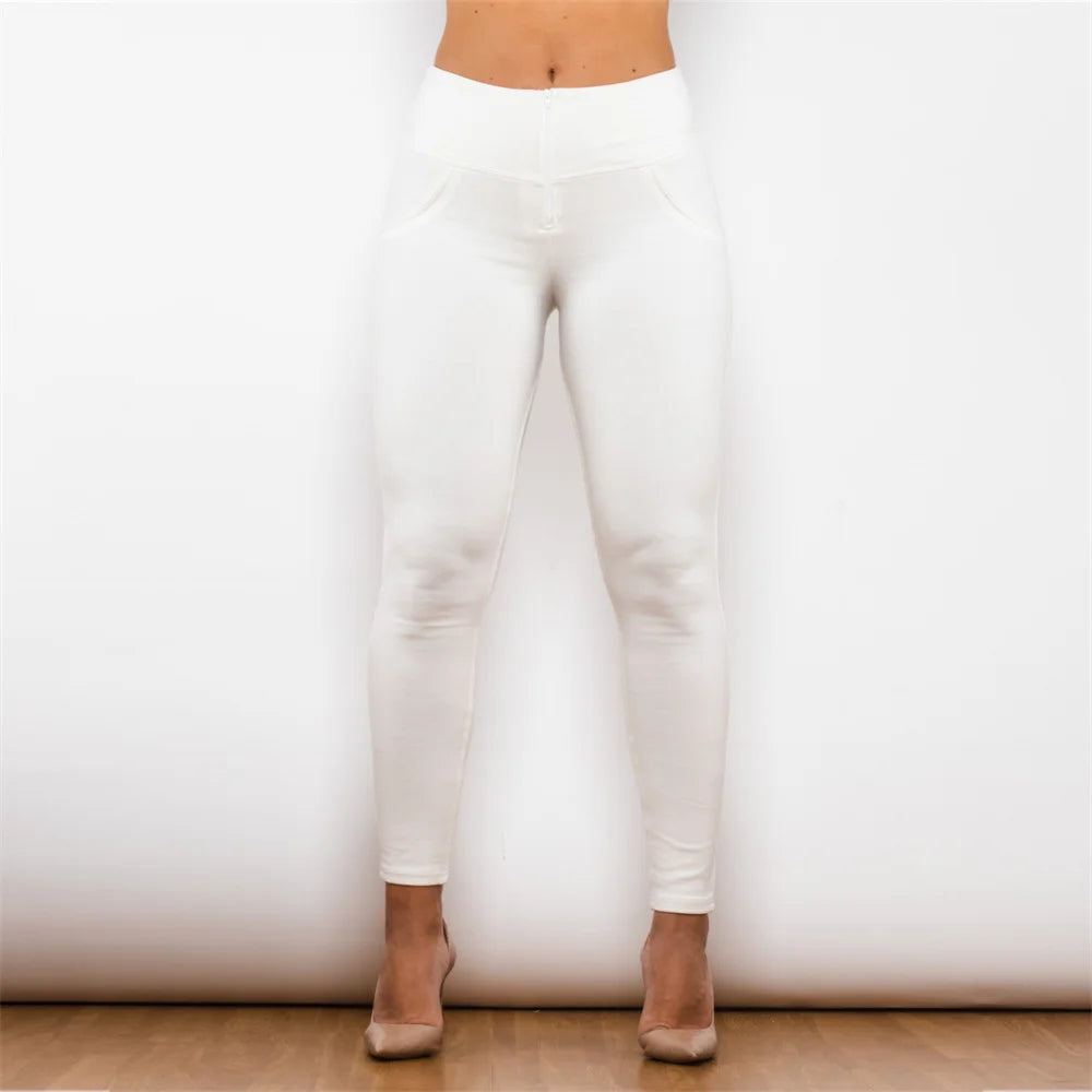 Shascullfites Melody High-Waisted White Fitness Leggings for Women Sports Tights Scrunch Bum Lifter