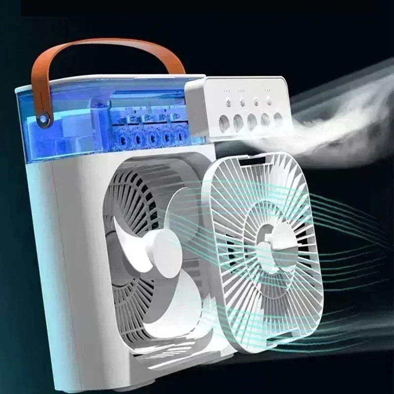 3 In 1 Small Air Conditioner Home Air Cooler LED Night Light Portable Humidifier Wind Adjustment Fan Office Home Fan