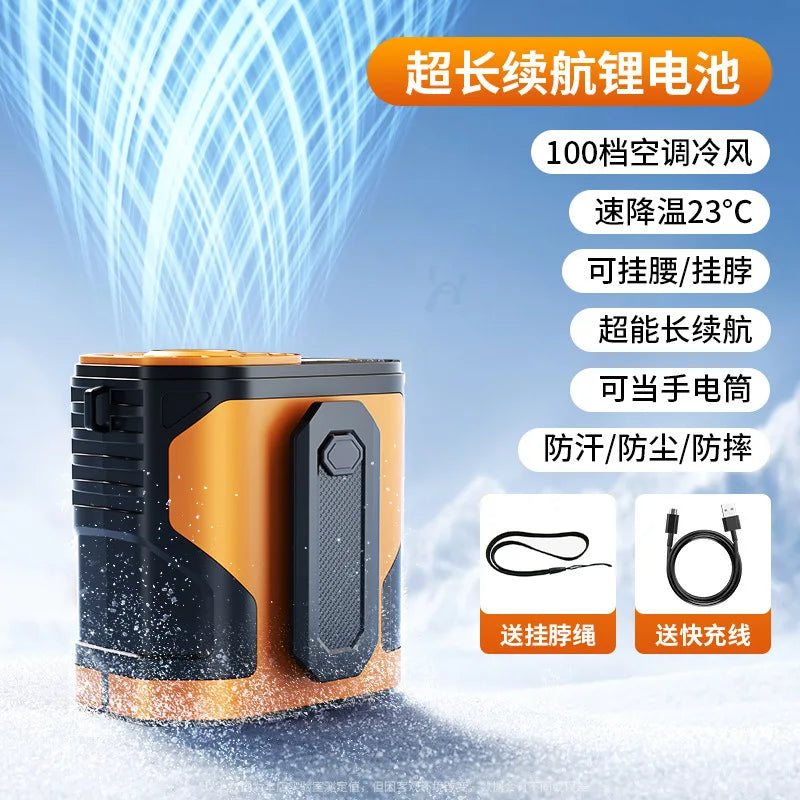 Portable Waist Clip Fan USB Rechargeable High Speed Wearable Cooling Fan Hands Free Personal Fan for Outdoor Work Hiking Camping
