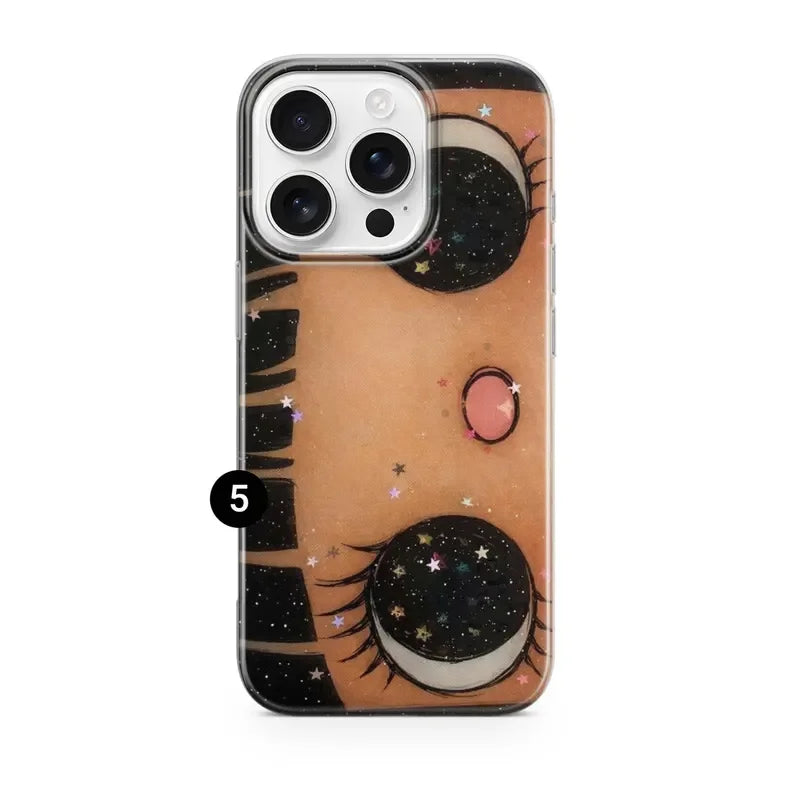 Cartoon Big Eyes Girl Phone Case For IPhone 17 12 Pro Max 13 14 Plus 15 11 16 Crystal Clear Dustproof Soft TPU Protective Cover