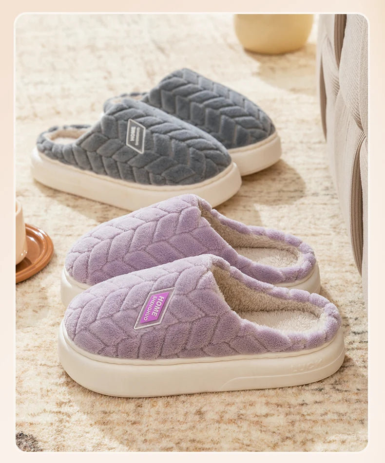 Cotton Slippers for Women in Autumn and Winter, New Indoor Home Soft Bottom, Anti Slip and Warm Plush Cotton Slippers for Women