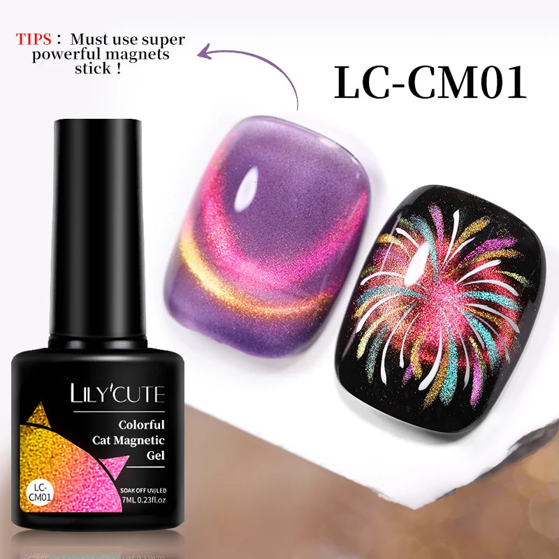 LILYCUTE 7ml Gold Coffee Cat Magnetic Gel Nail Polish Autumn Winter Nails Ultra Shine Moonlight Semi Permanent UV Gel Soak Off