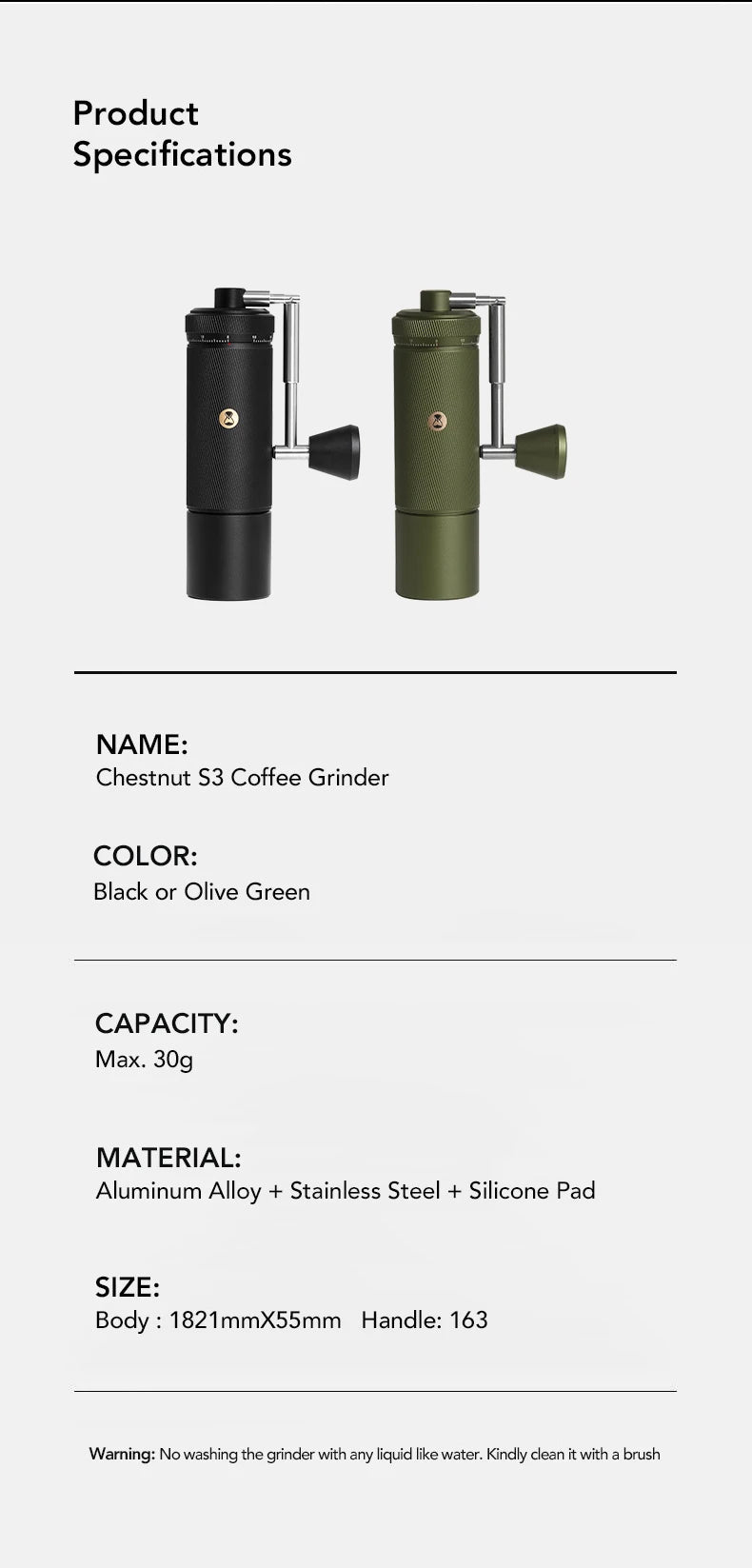 TIMEMORE CHESTNUT S3 Manual Coffee Grinder Protable External Adjustable Coffee Machine Hand Espresso Coffee Mill