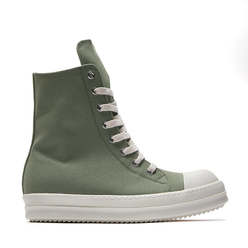 Brand Men Shoes Ro Casual Canvas Shoes High Top Women Sneakers Quality Black Ankle Boot Designer Zipper Luxury Laces Flat Shoes