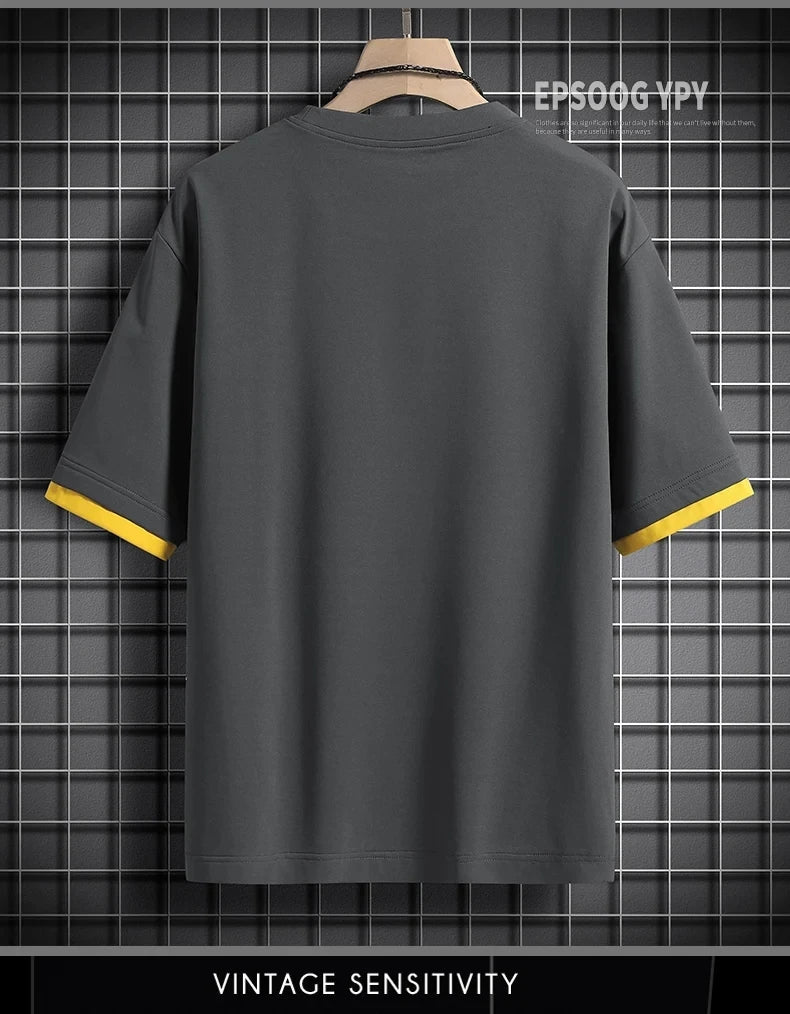 Hip Hop Loose Mens Streetwear T-shirts Casual Classic 2023 Summer Short Sleeves Black White Tshirt Tees Plus Oversize 5XL 6XL