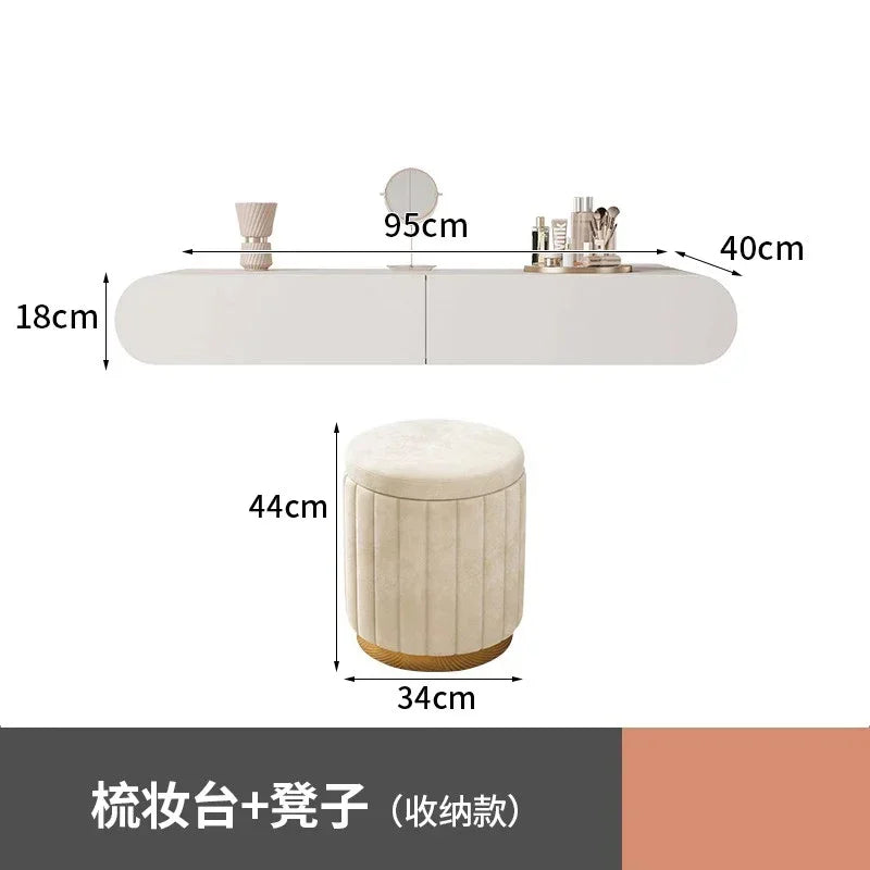 Cream suspended dressing table modern minimalist bedroom dressing table wall mounted dressing table mirror combination u q