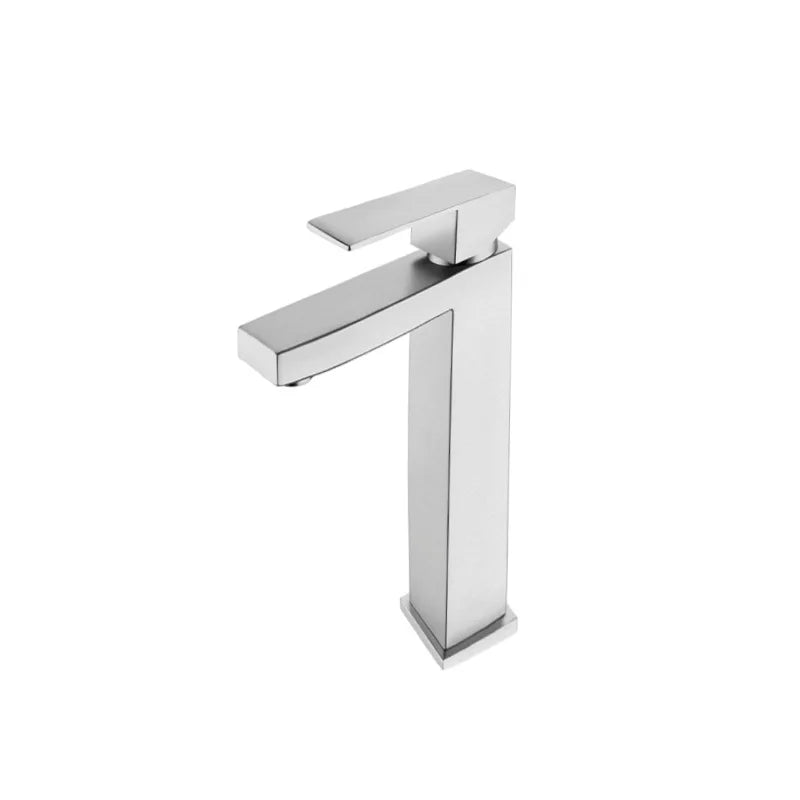Matte Black  Bathroom Faucet Deck Mount 304 Stainless Steel  Cold and Hot Black  Square Sink Tap Short and Tall