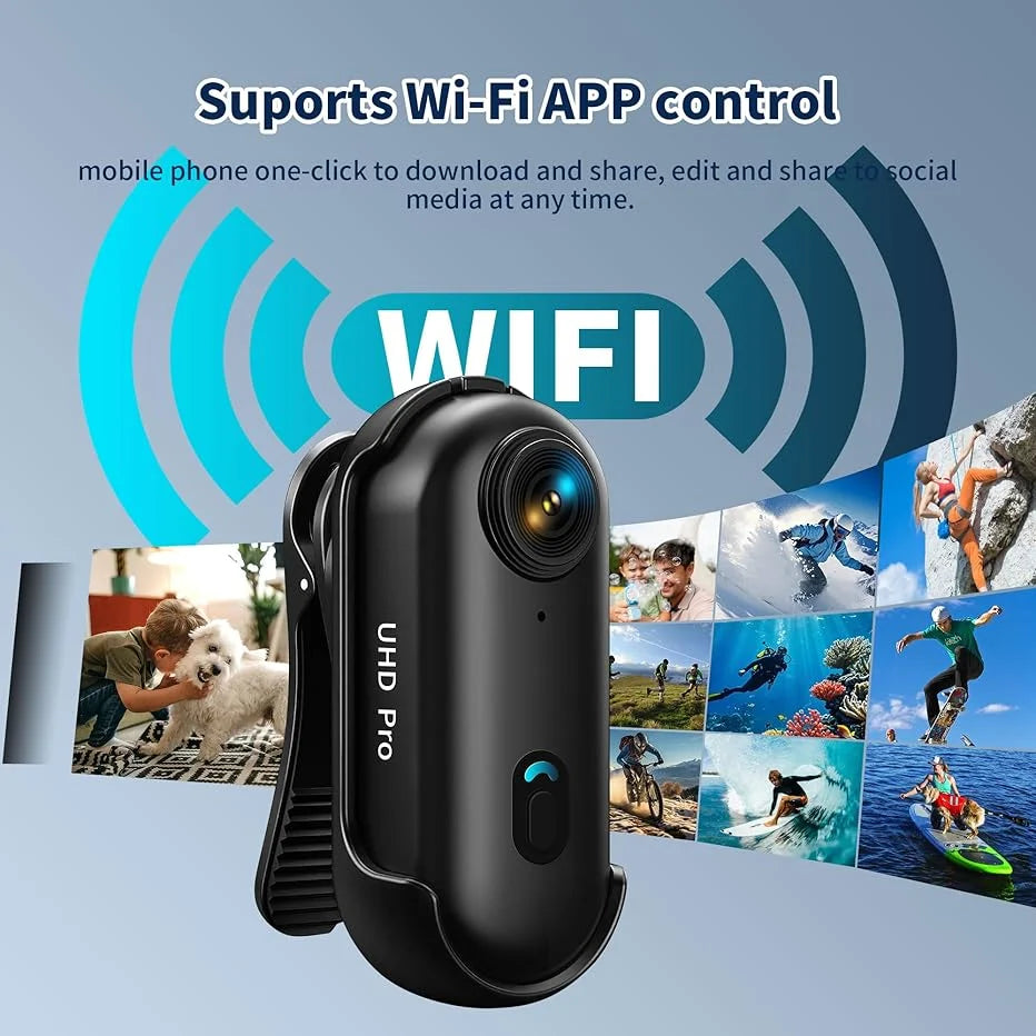 Waterproof Action 4K Camera 1080P Ultra Mini Wireless WiFi POV Bodycam for Bicycle Motorcycle Pocket Sports Recording HD Quality