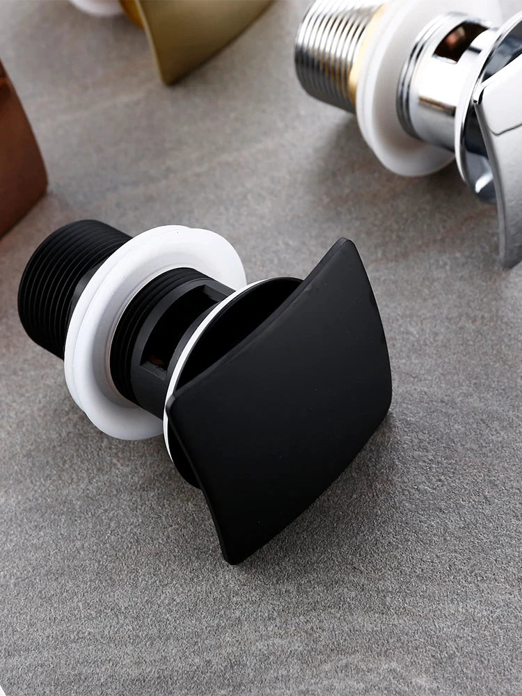 Gold Black Brass White Gunmetal Corrosion Resistant Easy To Installl Pop Up Button Square Hole Bathroom Basin Sink Drainer