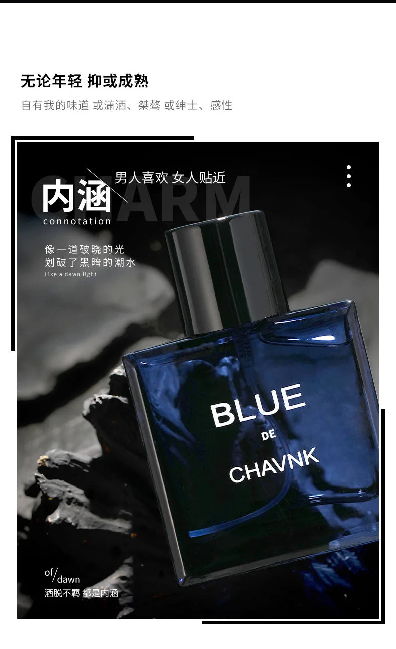 Eau De Parfum Vaporisateur Spray 50ML Blue Men's Prefume Fruity Note Man's Unique Mystery Calm and Successful Taste