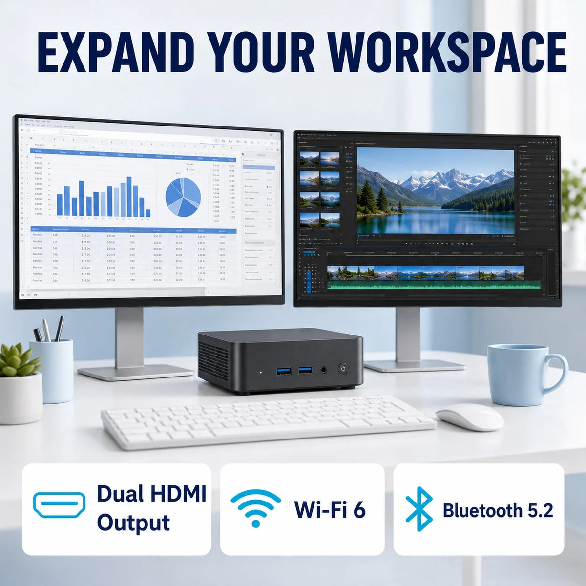 MINI PC Computer with Windows 11 Intel Core I9 10980HK 16GB/32GB RAM 1TB SSD WIFI 6 BT5.2 4K HD for Gaming Office Study