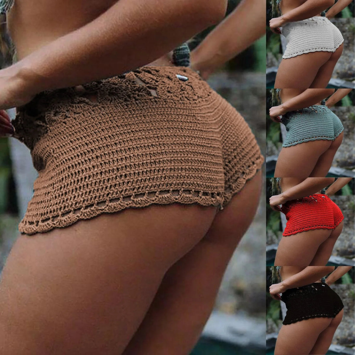 Summer Beach Knit Tights Swim Shorts Women Slim Fit Solid Cotton Yoga Legging Shorts Beach Party Swimwear Sports Swim Shorts