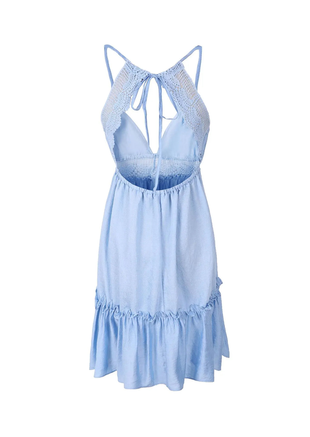 Women's Sexy Backless Lace Spliced Dress Summer V neck Mini Dresses Ladies Fashion Clothes Elegant Evening Dress Drop Shipping