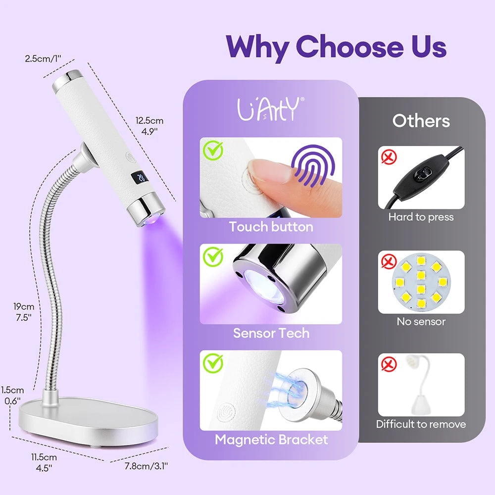 Auto-Sensing Handheld Nail Dryer Smart Sensor Nail Gel Curing Desk Nail Lamp Portable Gel Nails Fast Drying UV LED Light Pen