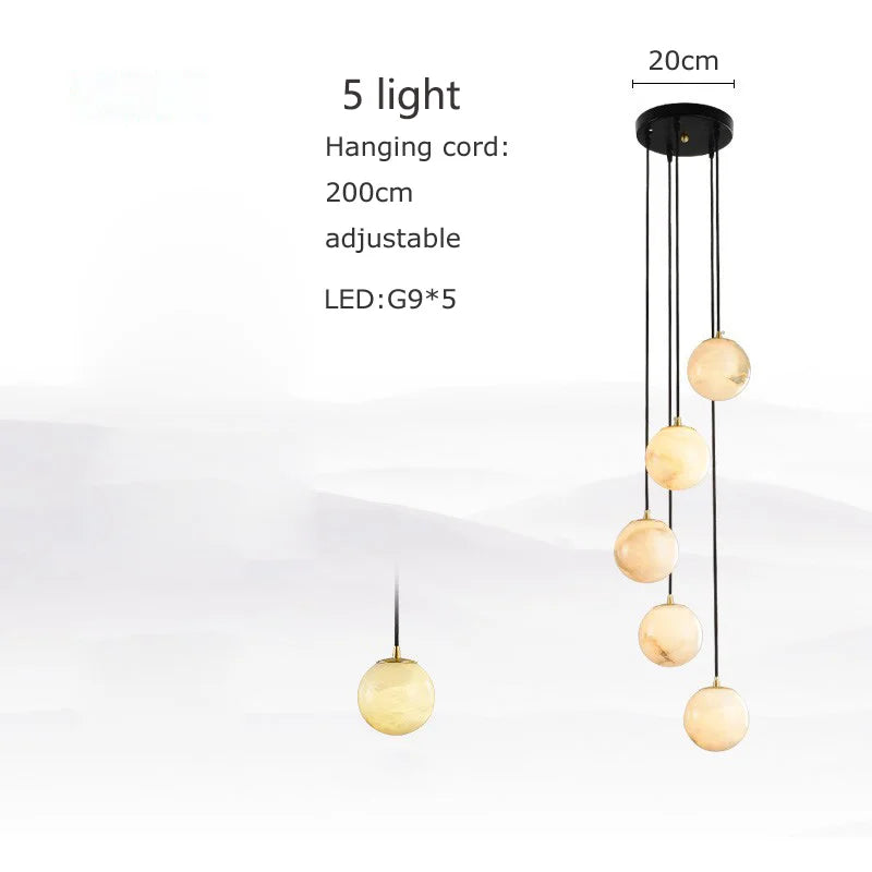 2026 New Modern Staircase Decor Lighting Luxury Marble Chandeliers Duplex Villa Loft Dining Room Hall Living Room Pendant Lights