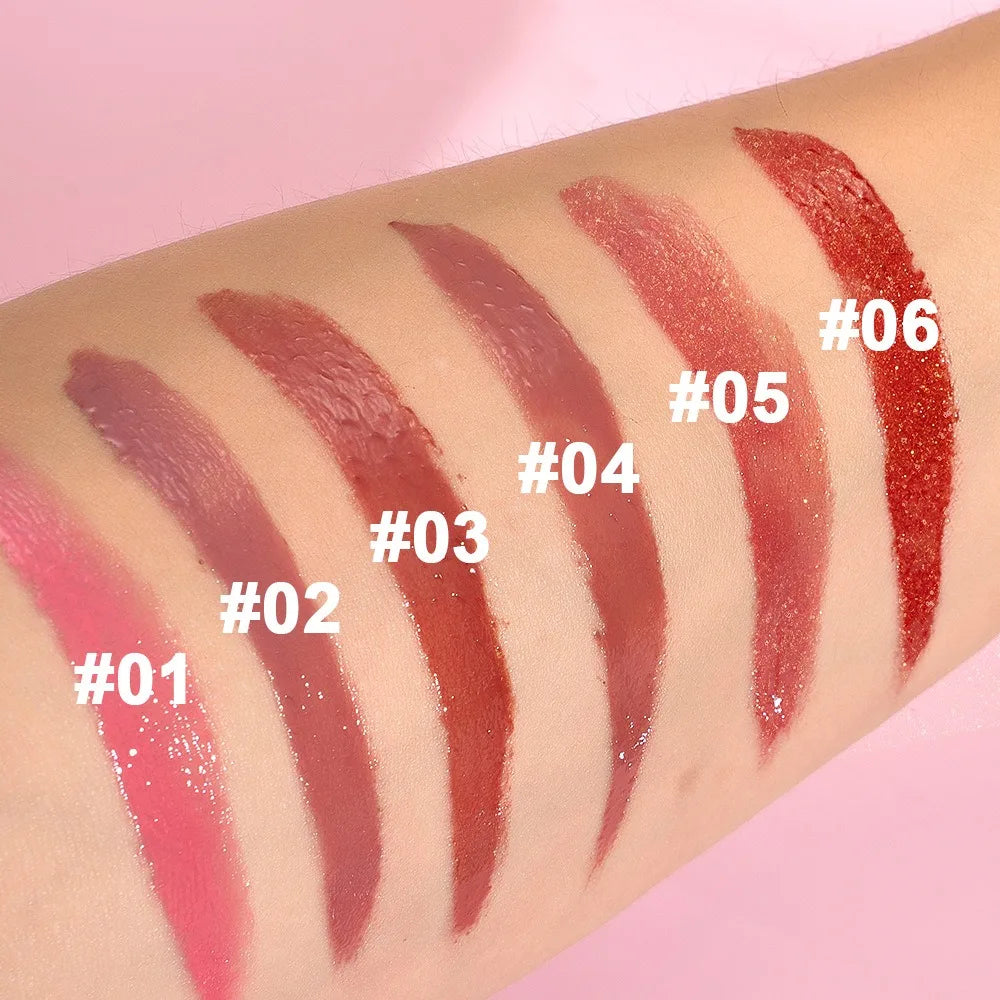 Moisturizing Mirror Effect Lip Gloss Lip Glaze 6 Colors Refreshing Non-Greasy Glossy Long-Lasting Liquid Lipstick Makeup