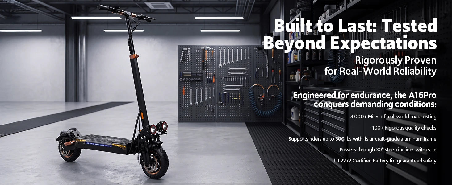 Off Road Electric Scooter, 1200W Motor, 25 Miles Range,11" All TerrainTire E Scooter for Adult, E-Scooter with Double Suspension &Side Light