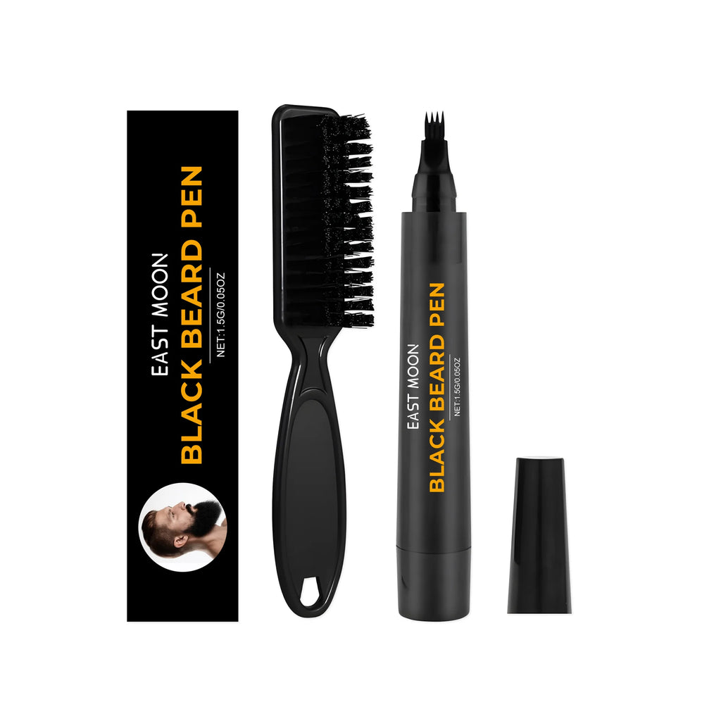 East Moon Natural Black Beard Dye For Men Male Moustache Filler Waterproof Shaping Portable Colour Instant Beard Filler Pen Kit