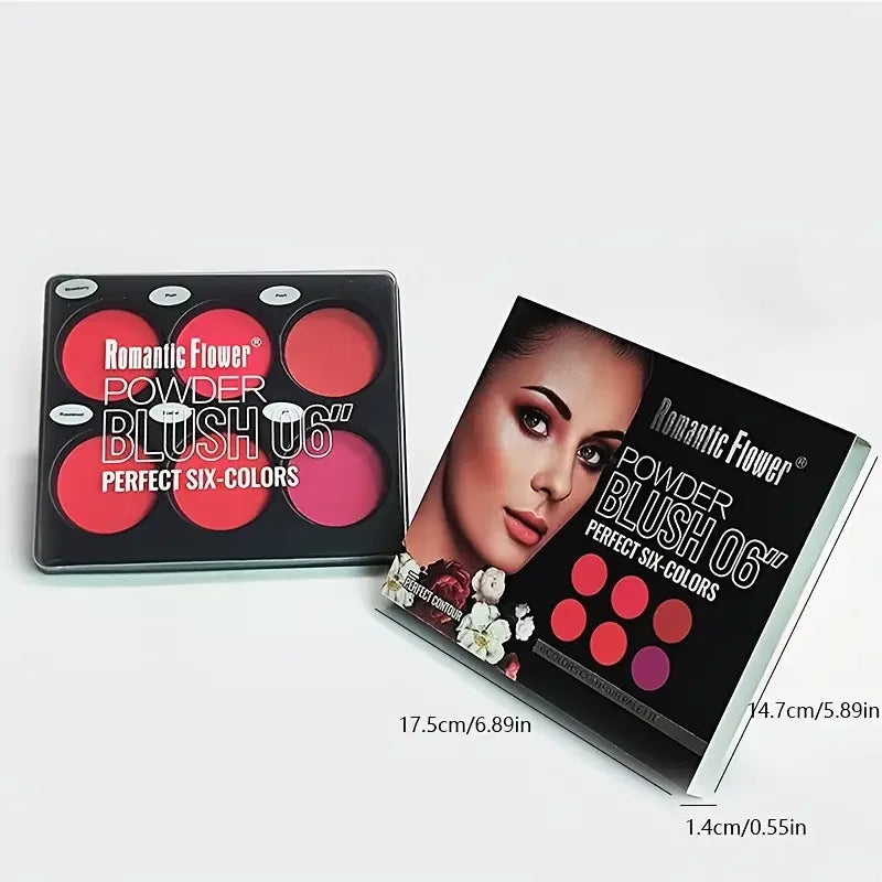 6-color blush palette, large size, natural contouring makeup, matte blush beauty palette, long-lasting coverage