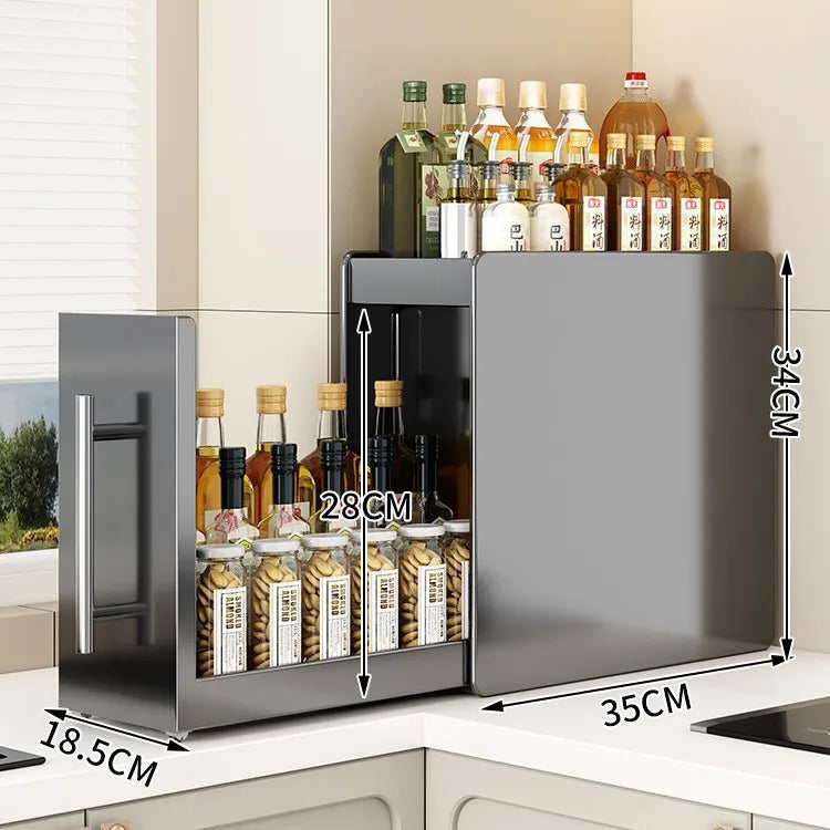 Kitchen Spice Rack Organizer Countertop Storage Shelf for Spices Seasonings No Assembly Required Available with Or Without Hooks