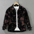 2025 Autumn New Casual Floral Print Shirt for Men Cotton Loose Long Sleeve Rose Denim Shirts Fashion Men's Clothing