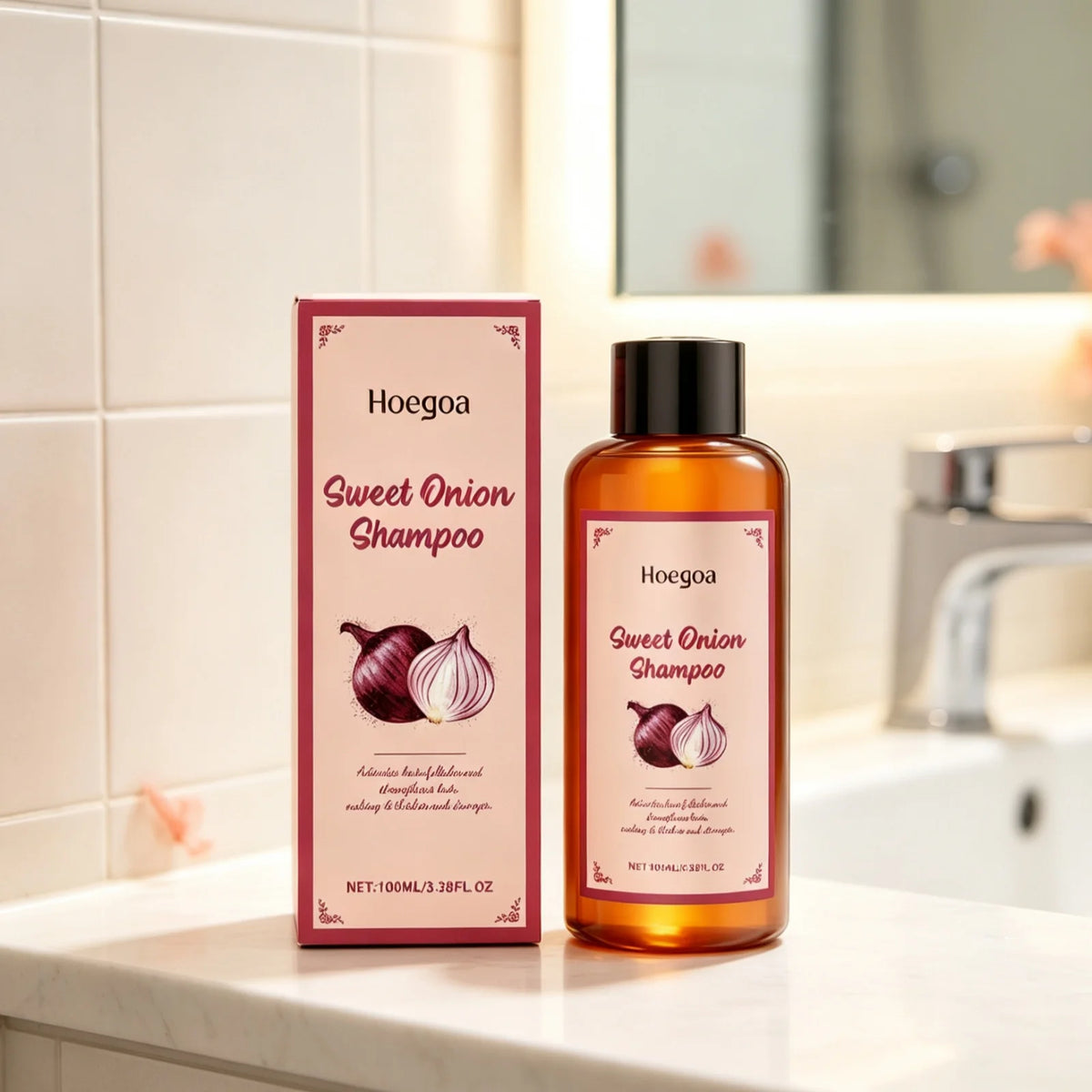 Hoegoa Onion Hair Shampoo Deep Nourishing Hair Soothing Dryness Scalp Repair Split Ends Improve Texture Gentle Cleansing Shampoo
