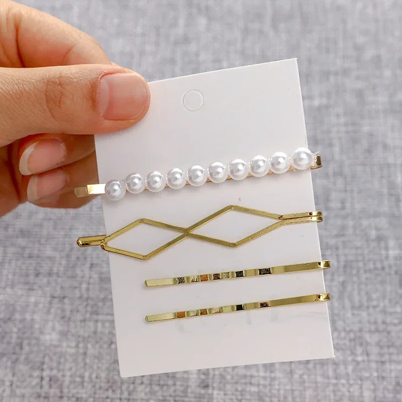 3Pcs/set Pearl Metal Gold Color Hair Clip Bobby Pin Barrette Hairband Hairpin Headdress Women Girls Lady Hair Styling Tool