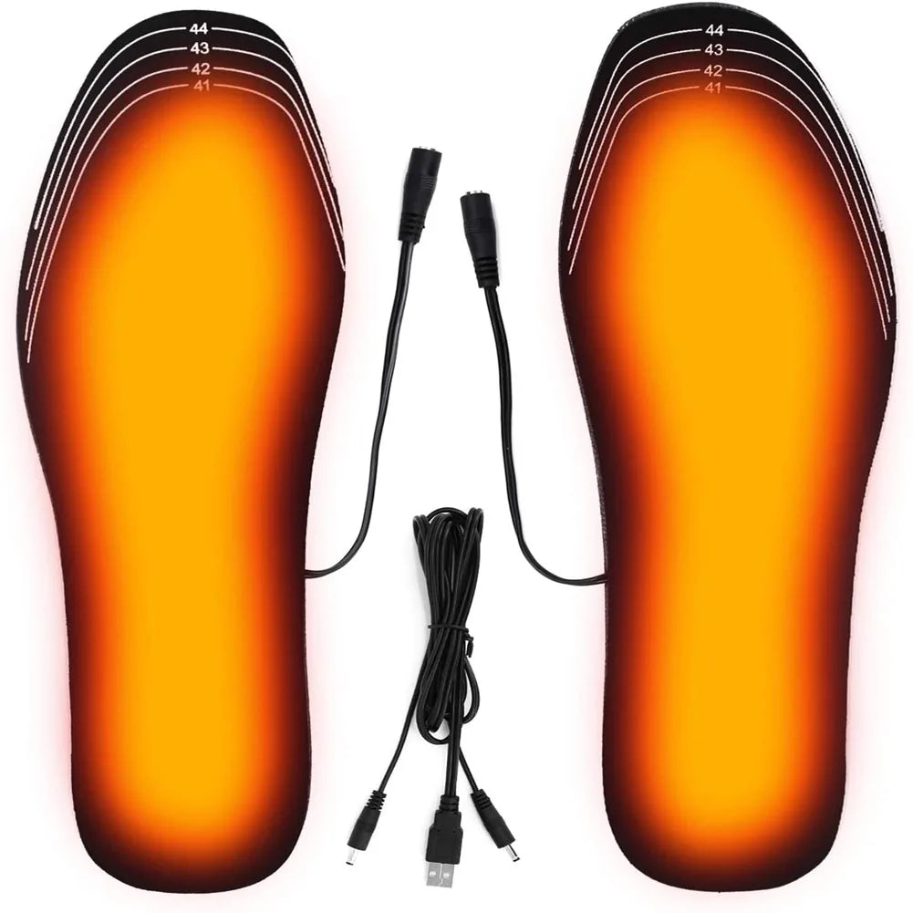 USB Rechargeable Heated Insoles (Size 35-45) | DIY Cuttable for Outdoor Skiing & Winter Warmth