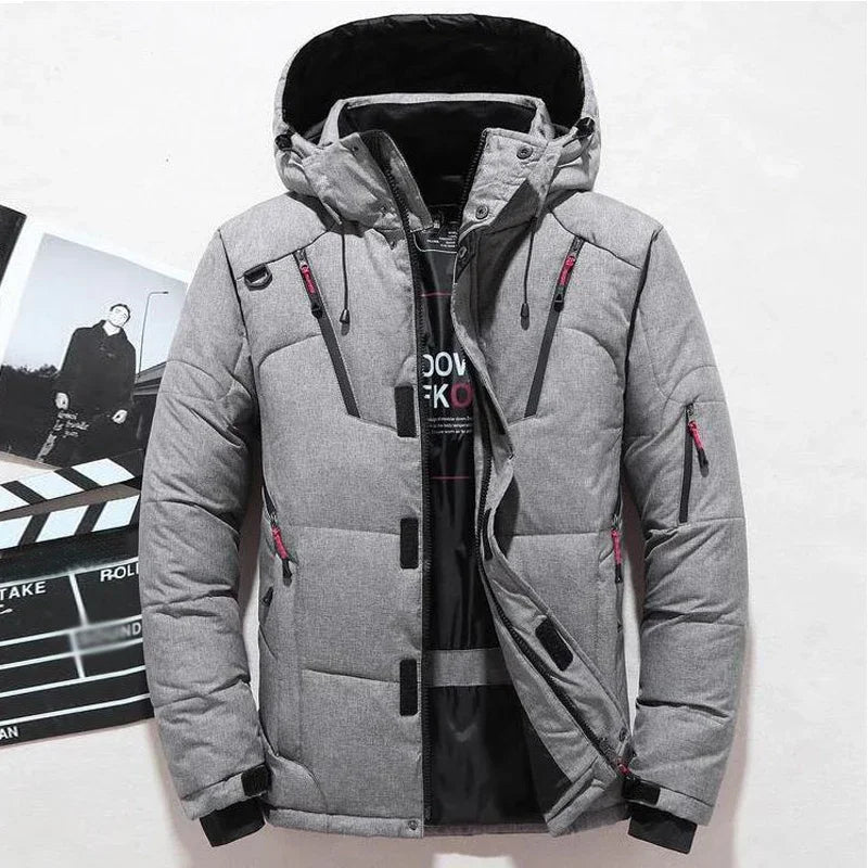 Down Jacket Male Winter Men White Duck Down Jacket Hooded Outdoor Thick Warm Padded Snow Coat Oversize M-4XL