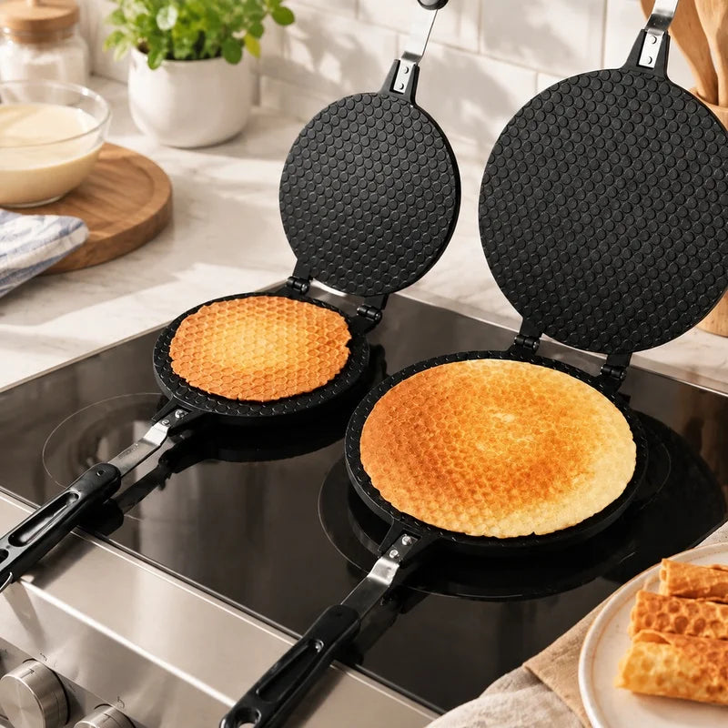 Heavy-Duty Nonstick Mold Pan 17/20cm for Making Omelets, Egg Rolls, Waffles, Cakes, Cones, and Cookies