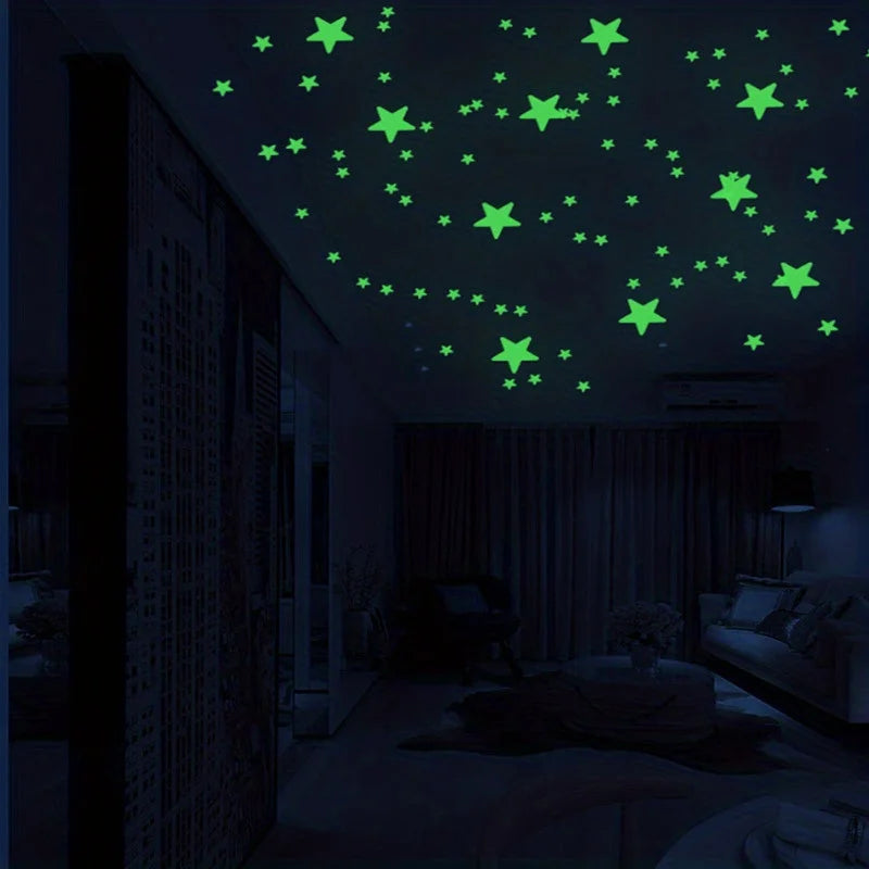 514pcs Glow in the Dark Star Stickers 3D Geometric Patterned Ceiling and Wall Decor for Kids Bedroom Halloween Home Decoration