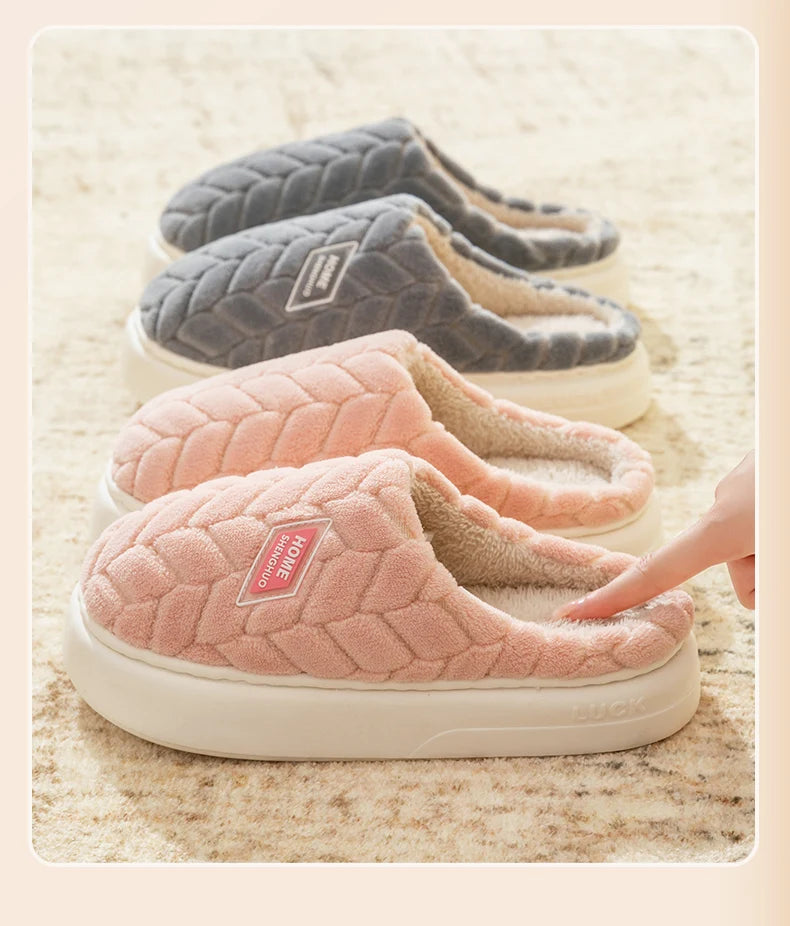 Cotton Slippers for Women in Autumn and Winter, New Indoor Home Soft Bottom, Anti Slip and Warm Plush Cotton Slippers for Women