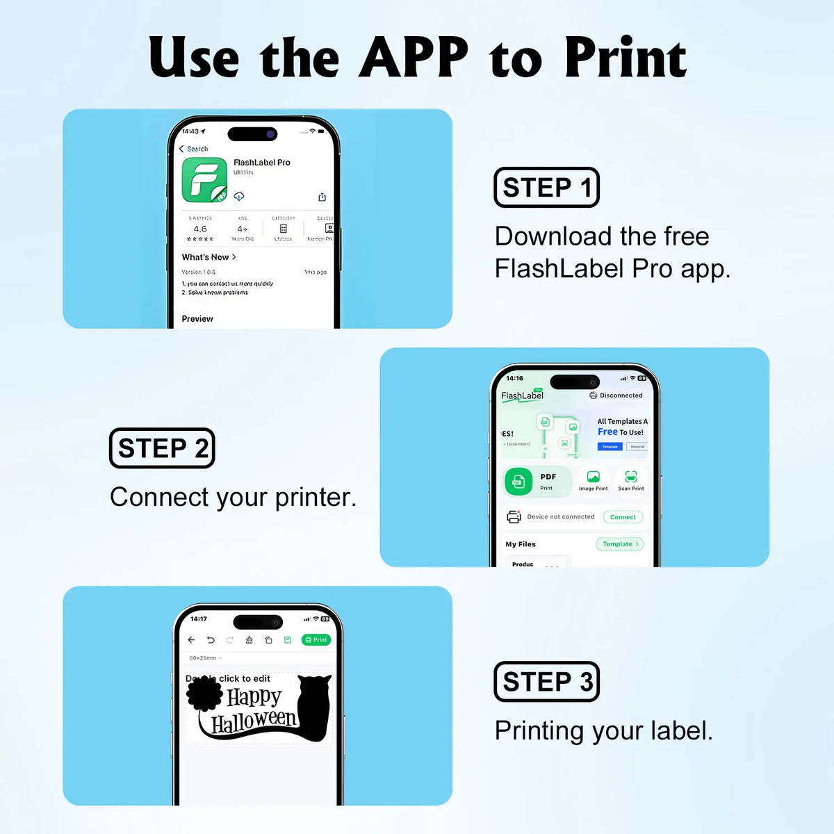 Compact Wireless Thermal Printer, Bluetooth Label Maker, Inkless Printing, Auto Paper Detection for iOS & Android Devices