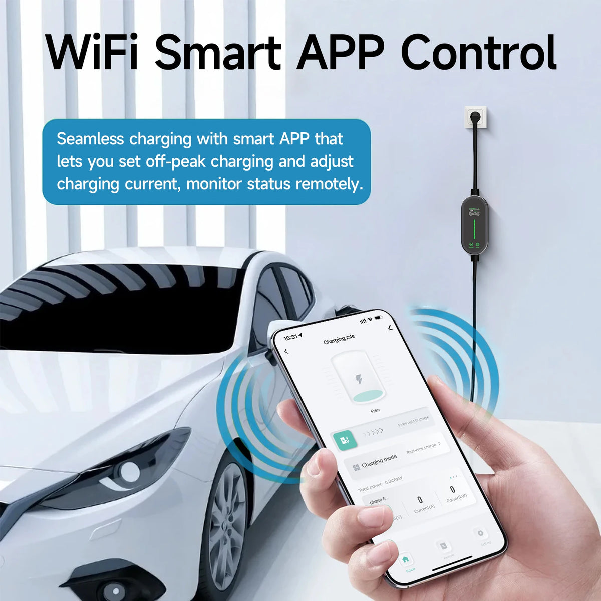 AFEEV Electric Car Charger Type2 Portable Charger 3.5KW 16A Type 1 EVSE EV Charger GBT Wallbox WiFi APP Bluetooth Control